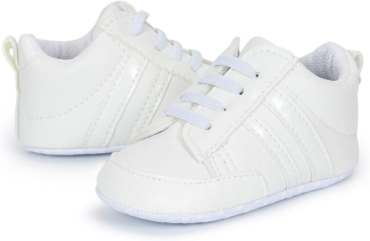 Infant Baby Boys Girls Sneaker Leather Soft Sole Anti-Slip Newborn Toddler White Casual Shoes First Walker Crib Shoes