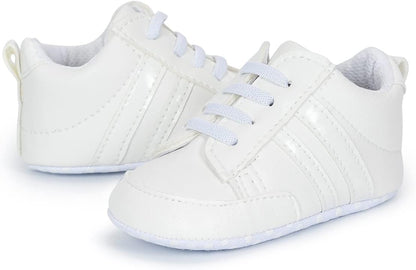 Infant Baby Boys Girls Sneaker Leather Soft Sole Anti-Slip Newborn Toddler White Casual Shoes First Walker Crib Shoes