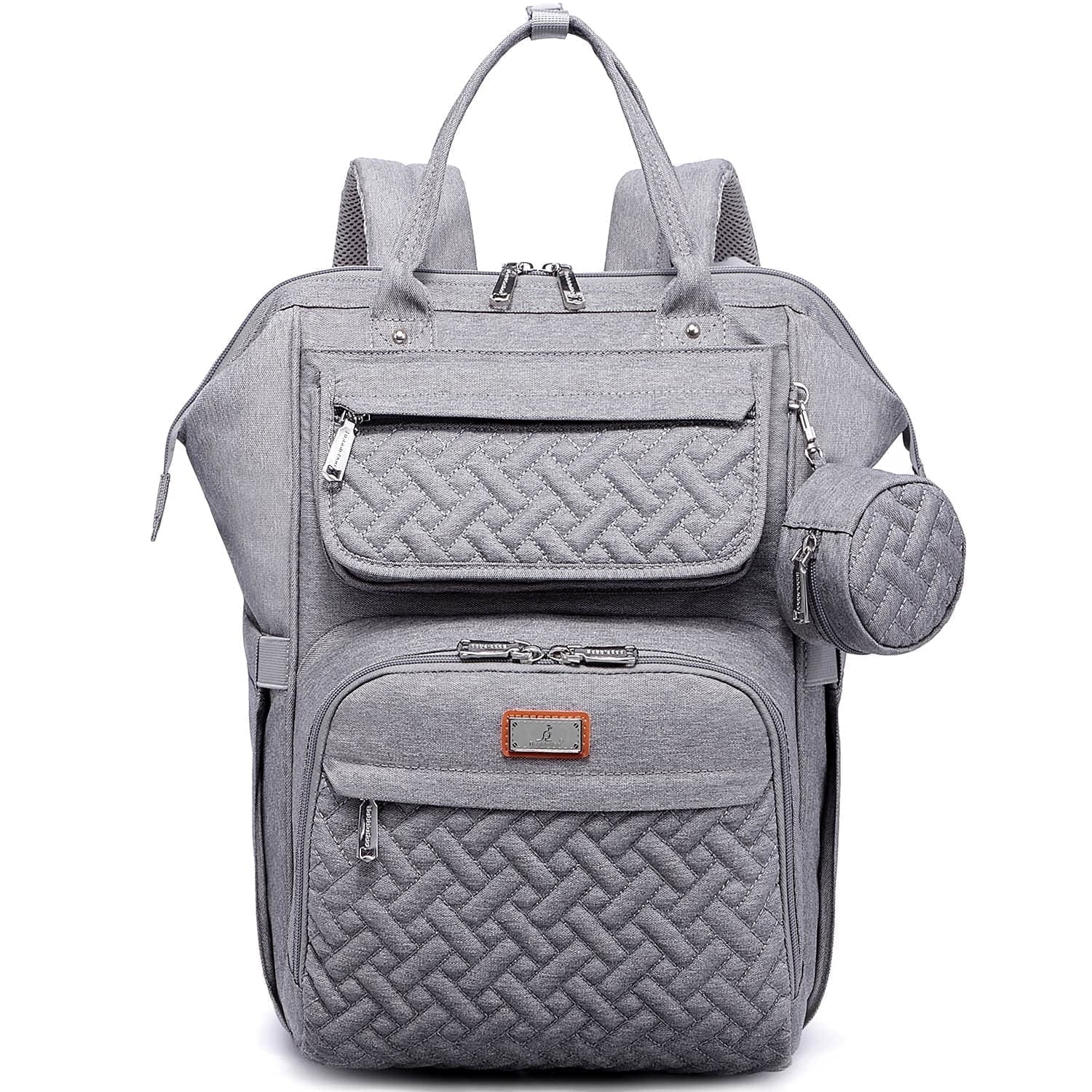 Baby Diaper Bag Backpack – Large Capacity Waterproof Nappy Organizer with Insulated Pockets, Polyester, Light Gray