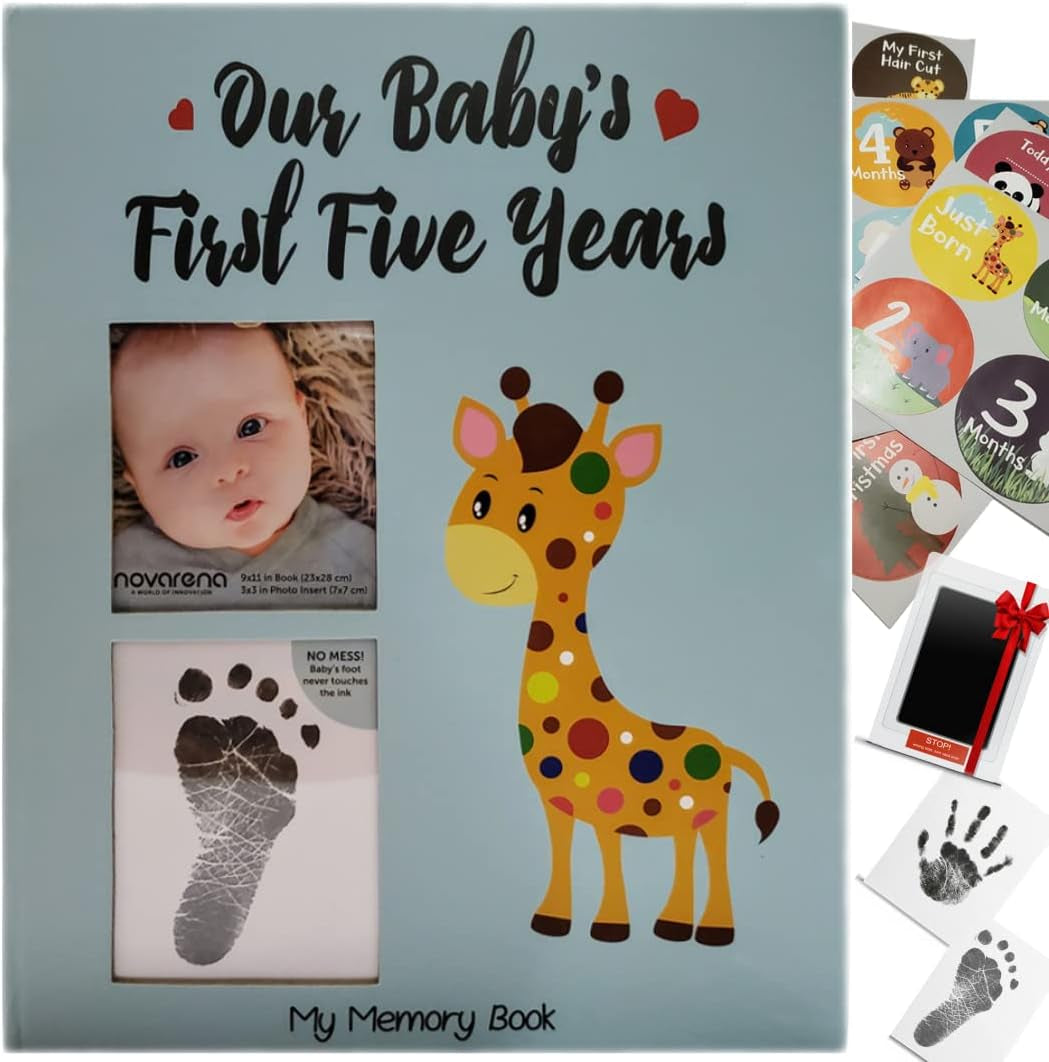 Keepsake Memory Book for Baby Boy or Girl Timeless First 5 Year Baby Book a Milestone Baby Book from Birth to Age 5 Gender Neutral Journal Scrapbook Photo Album Stickers Baby Ink Pad