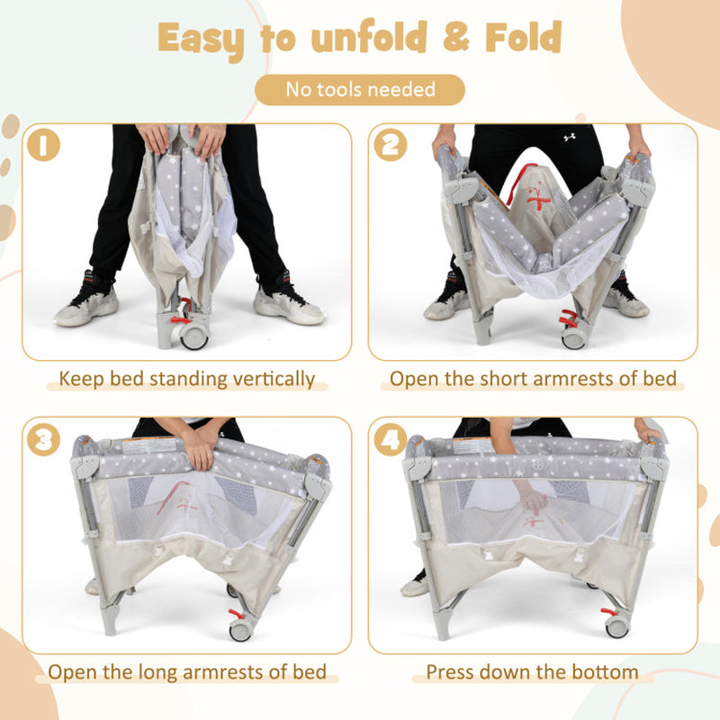 5-In-1 Portable Baby beside Bassinet with Diaper Changer