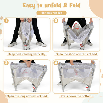 5-In-1 Portable Baby beside Bassinet with Diaper Changer