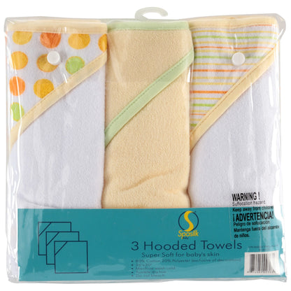 Baby 3 Pack Soft Terry Hooded Towel Set for Newborn Boys and Girls, Yellow Duck