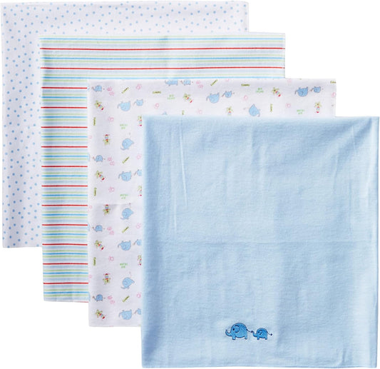 Spasilk Baby 4 Pack 100% Cotton Flannel Receiving Blanket