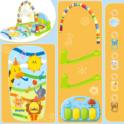 3-In-1 Baby Play Gym with Kick Piano, Tummy Time Mat & Musical Toys