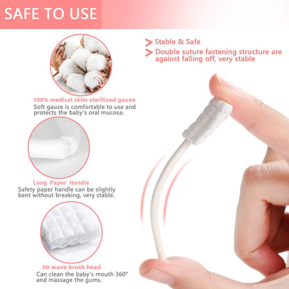 62PCS Baby Tongue Cleaner, Baby Oral Cleaner Newborn Baby Toothbrush,Disposable Infant Toothbrush Clean Mouth,Gauze Gum Clean Stick Dental Care for 0-36 Month +1 Finger Toothbrush with Case