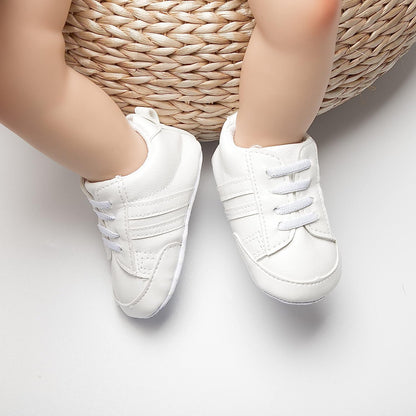 Infant Baby Boys Girls Sneaker Leather Soft Sole Anti-Slip Newborn Toddler White Casual Shoes First Walker Crib Shoes