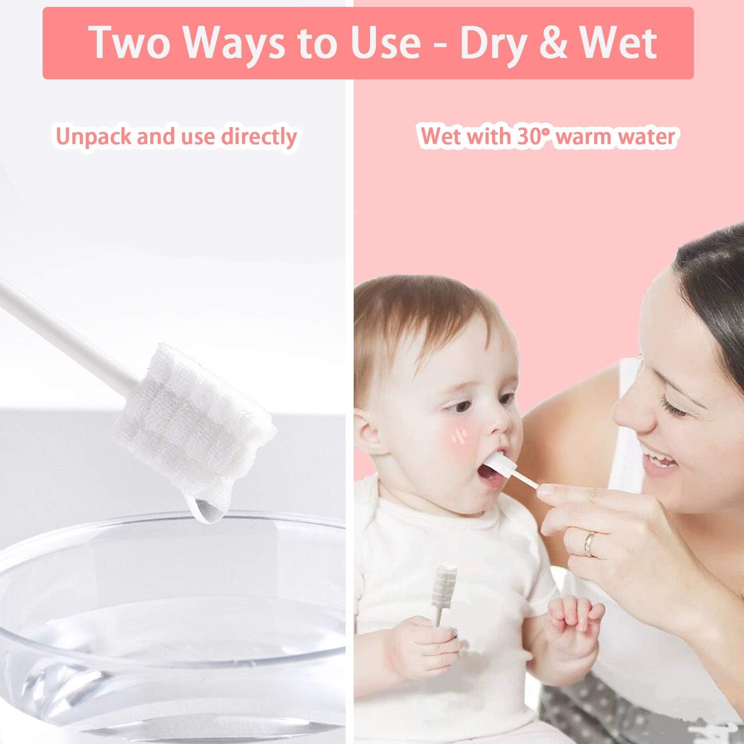 62PCS Baby Tongue Cleaner, Baby Oral Cleaner Newborn Baby Toothbrush,Disposable Infant Toothbrush Clean Mouth,Gauze Gum Clean Stick Dental Care for 0-36 Month +1 Finger Toothbrush with Case