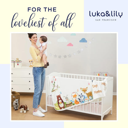 Luka & Lily Baby Milestone Blanket - Ultra Soft Fleece Monthly Milestone Blanket for Baby Girl and Boy - Perfect for Baby'S First Year Growth Chart - Monthly Baby Milestone - Woodland Theme - 60"X40"
