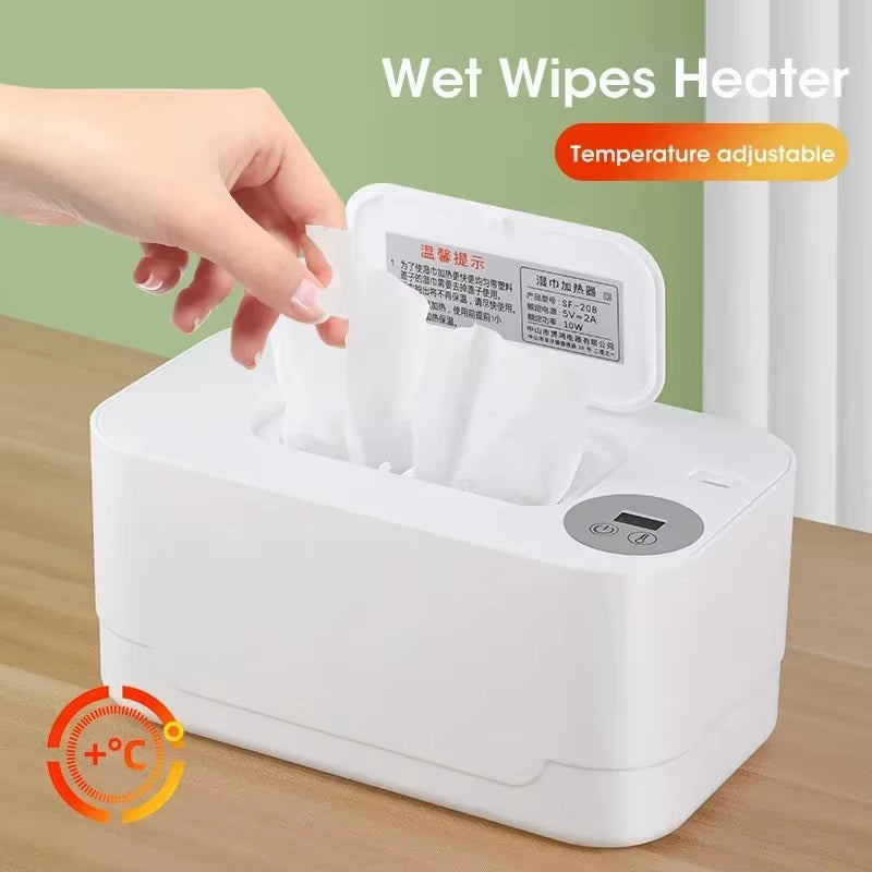 Baby Wipe Heater Portable Baby Wet Wipe Heater with LED Display USB Charging Wipe Heater Baby Wipe Heating Box for Home Car