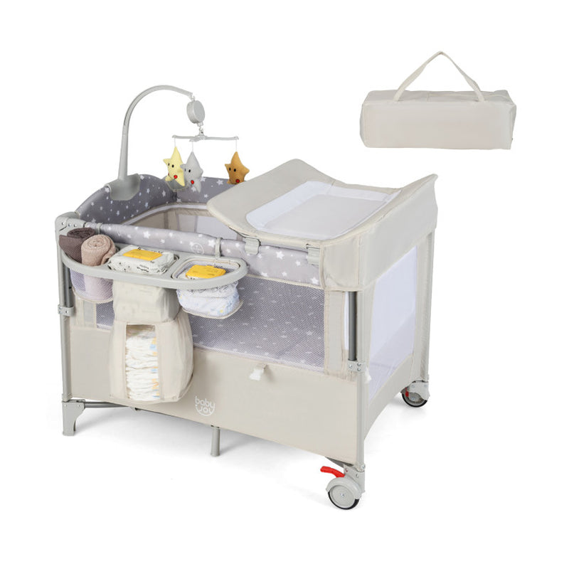 5-In-1 Portable Baby beside Bassinet with Diaper Changer