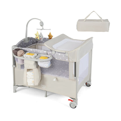 5-In-1 Portable Baby beside Bassinet with Diaper Changer