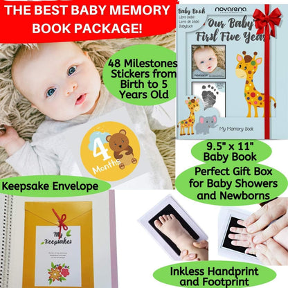 Keepsake Memory Book for Baby Boy or Girl Timeless First 5 Year Baby Book a Milestone Baby Book from Birth to Age 5 Gender Neutral Journal Scrapbook Photo Album Stickers Baby Ink Pad