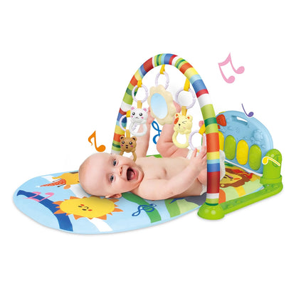 3-In-1 Baby Play Gym with Kick Piano, Tummy Time Mat & Musical Toys