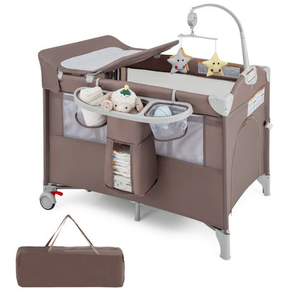 5-In-1 Portable Baby beside Bassinet with Diaper Changer