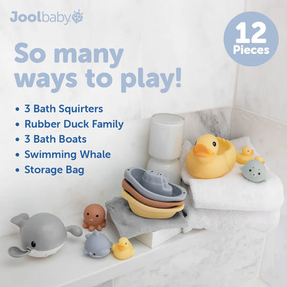 My First Bathtime 12-Piece Gift Set – Baby Bath Toys with Storage Bag
