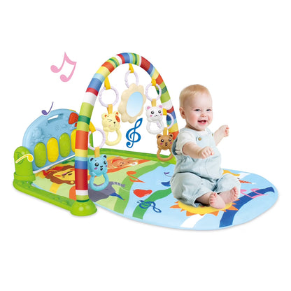 3-In-1 Baby Play Gym with Kick Piano, Tummy Time Mat & Musical Toys