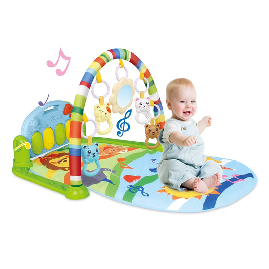 3-In-1 Baby Play Gym with Kick Piano, Tummy Time Mat & Musical Toys
