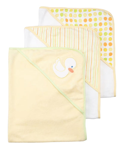 Baby 3 Pack Soft Terry Hooded Towel Set for Newborn Boys and Girls, Yellow Duck