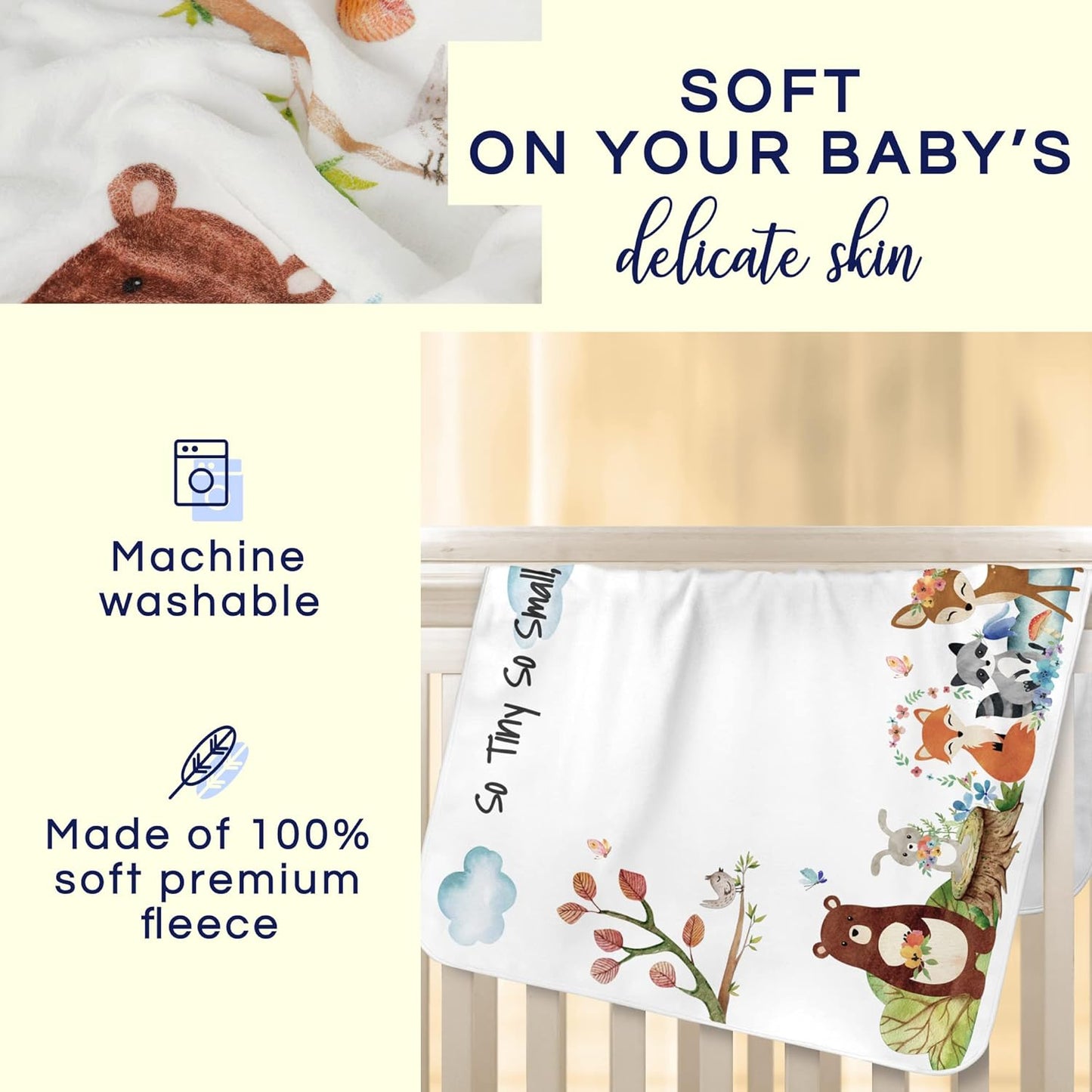 Luka & Lily Baby Milestone Blanket - Ultra Soft Fleece Monthly Milestone Blanket for Baby Girl and Boy - Perfect for Baby'S First Year Growth Chart - Monthly Baby Milestone - Woodland Theme - 60"X40"