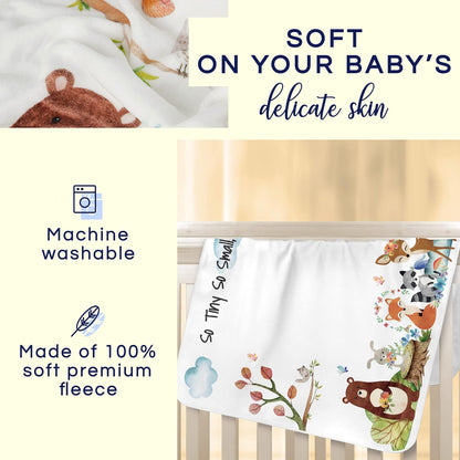 Luka & Lily Baby Milestone Blanket - Ultra Soft Fleece Monthly Milestone Blanket for Baby Girl and Boy - Perfect for Baby'S First Year Growth Chart - Monthly Baby Milestone - Woodland Theme - 60"X40"
