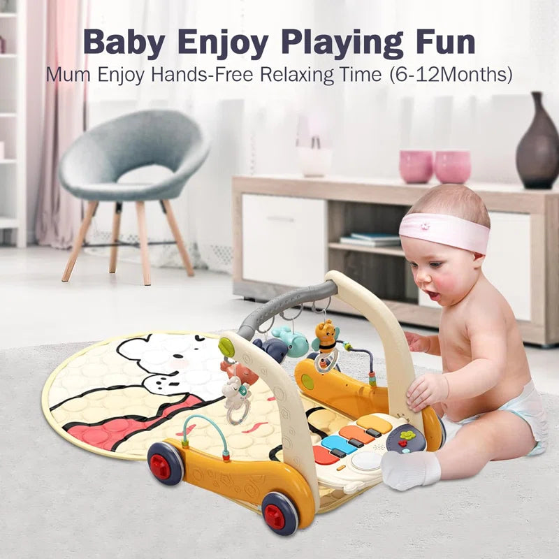 35.4'' L Baby Gym with 5 Hanging Toys Baby Play Mat Boy & Girl Gifts for Newborn 0-12 Months