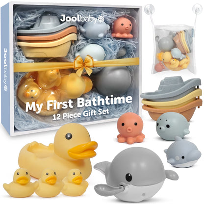 My First Bathtime 12-Piece Gift Set – Baby Bath Toys with Storage Bag