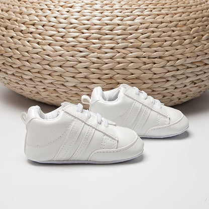 Infant Baby Boys Girls Sneaker Leather Soft Sole Anti-Slip Newborn Toddler White Casual Shoes First Walker Crib Shoes